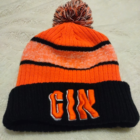 Cincinnati Bengals knit beanie hat Men's one size black orange - Picture 1 of 5